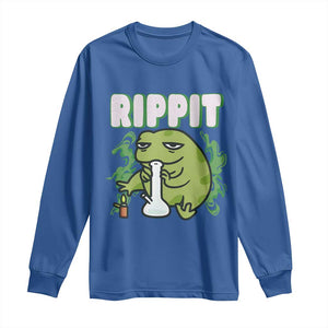 Rippit Frog Meme Long Sleeve Shirt Funny Stoner Bong Rip TS10 Royal Blue Print Your Wear