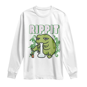 Rippit Frog Meme Long Sleeve Shirt Funny Stoner Bong Rip TS10 White Print Your Wear