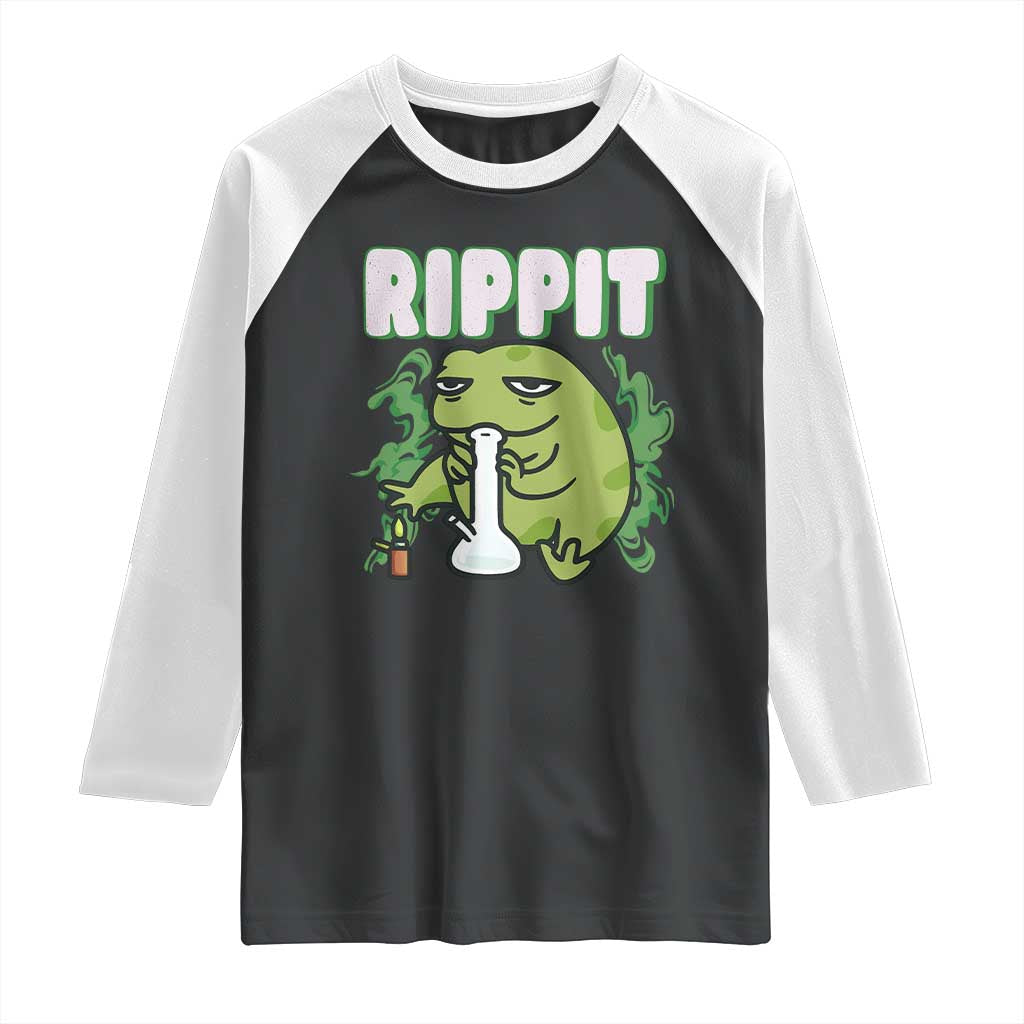 Rippit Frog Meme Raglan Shirt Funny Stoner Bong Rip TS10 Black White Print Your Wear