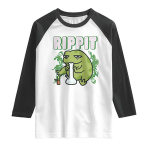 Rippit Frog Meme Raglan Shirt Funny Stoner Bong Rip TS10 White Black Print Your Wear