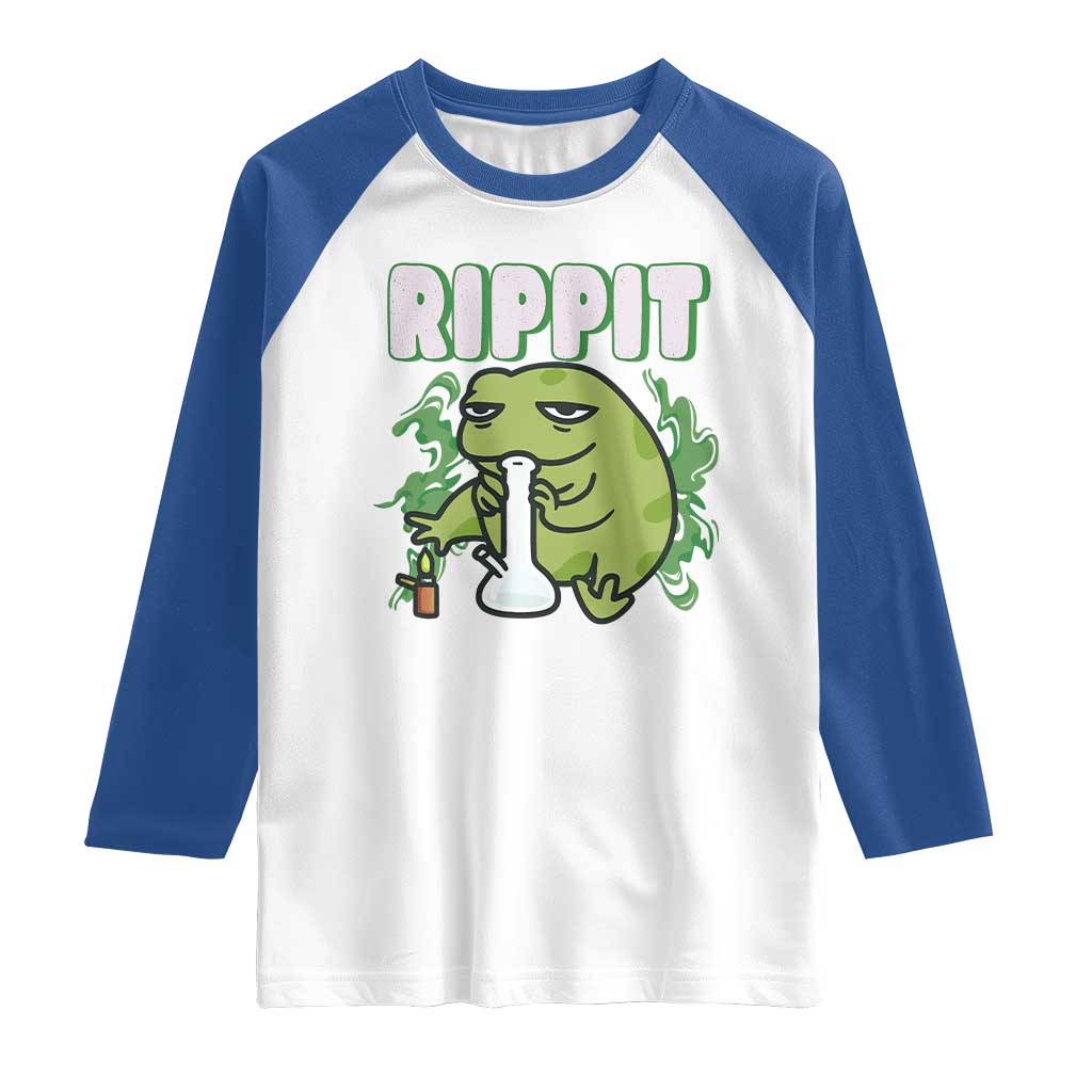 Rippit Frog Meme Raglan Shirt Funny Stoner Bong Rip TS10 White Royal Print Your Wear