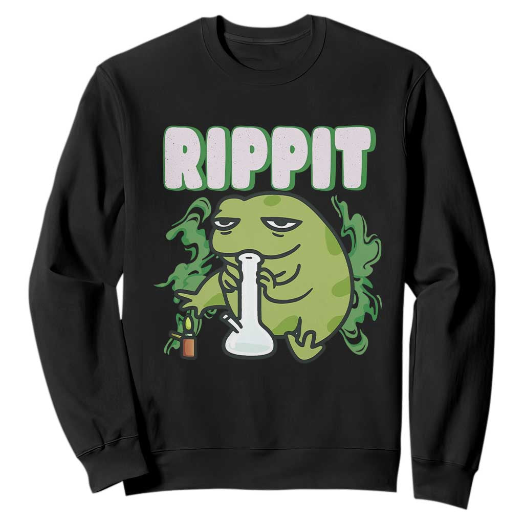 Rippit Frog Meme Sweatshirt Funny Stoner Bong Rip TS10 Black Print Your Wear