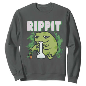 Rippit Frog Meme Sweatshirt Funny Stoner Bong Rip TS10 Dark Heather Print Your Wear