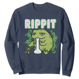 Rippit Frog Meme Sweatshirt Funny Stoner Bong Rip TS10 Navy Print Your Wear
