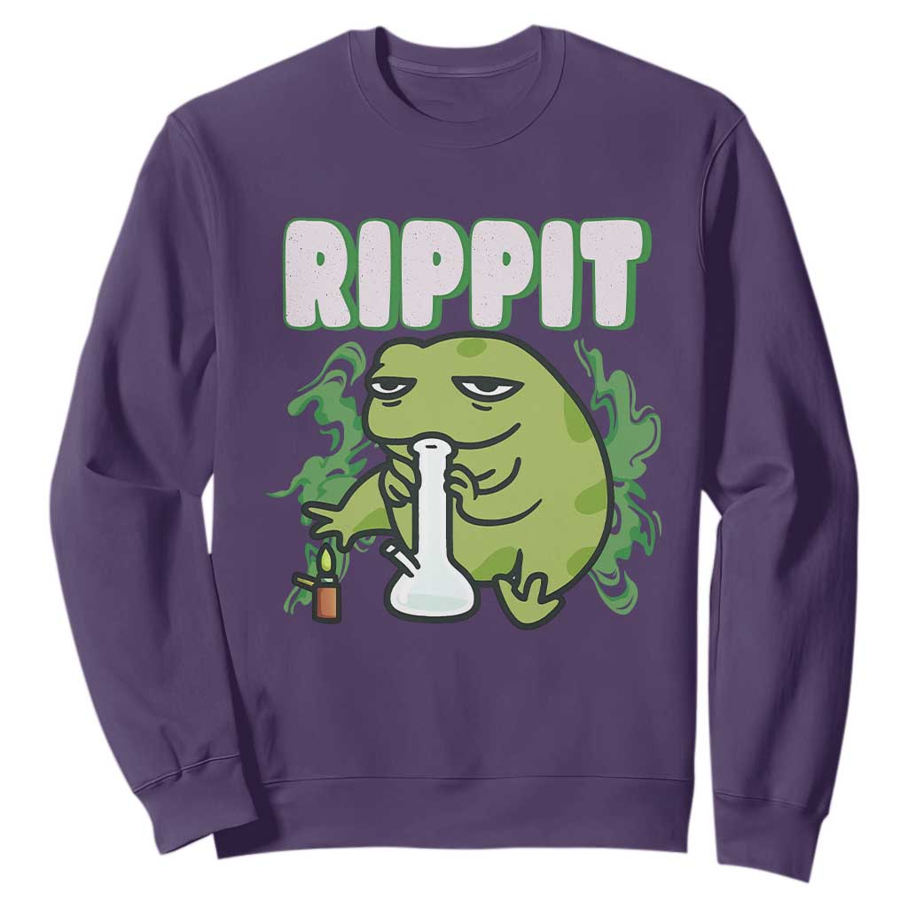 Rippit Frog Meme Sweatshirt Funny Stoner Bong Rip TS10 Purple Print Your Wear