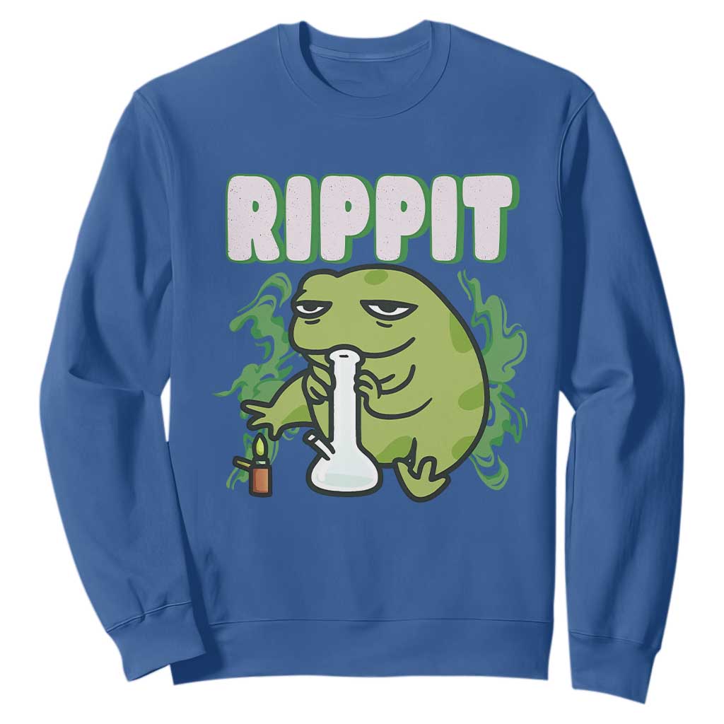 Rippit Frog Meme Sweatshirt Funny Stoner Bong Rip TS10 Royal Blue Print Your Wear