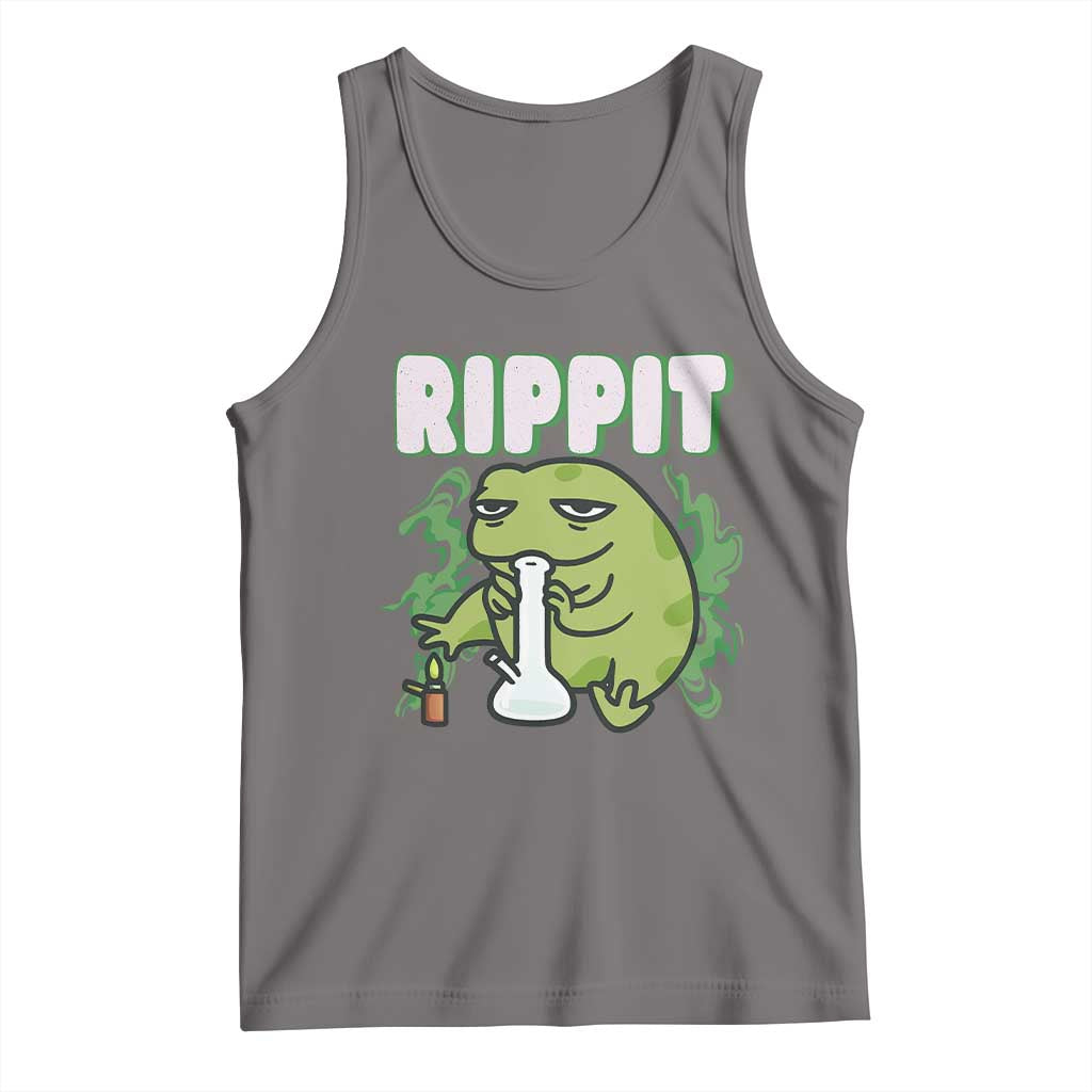 Rippit Frog Meme Tank Top Funny Stoner Bong Rip TS10 Deep Heather Print Your Wear