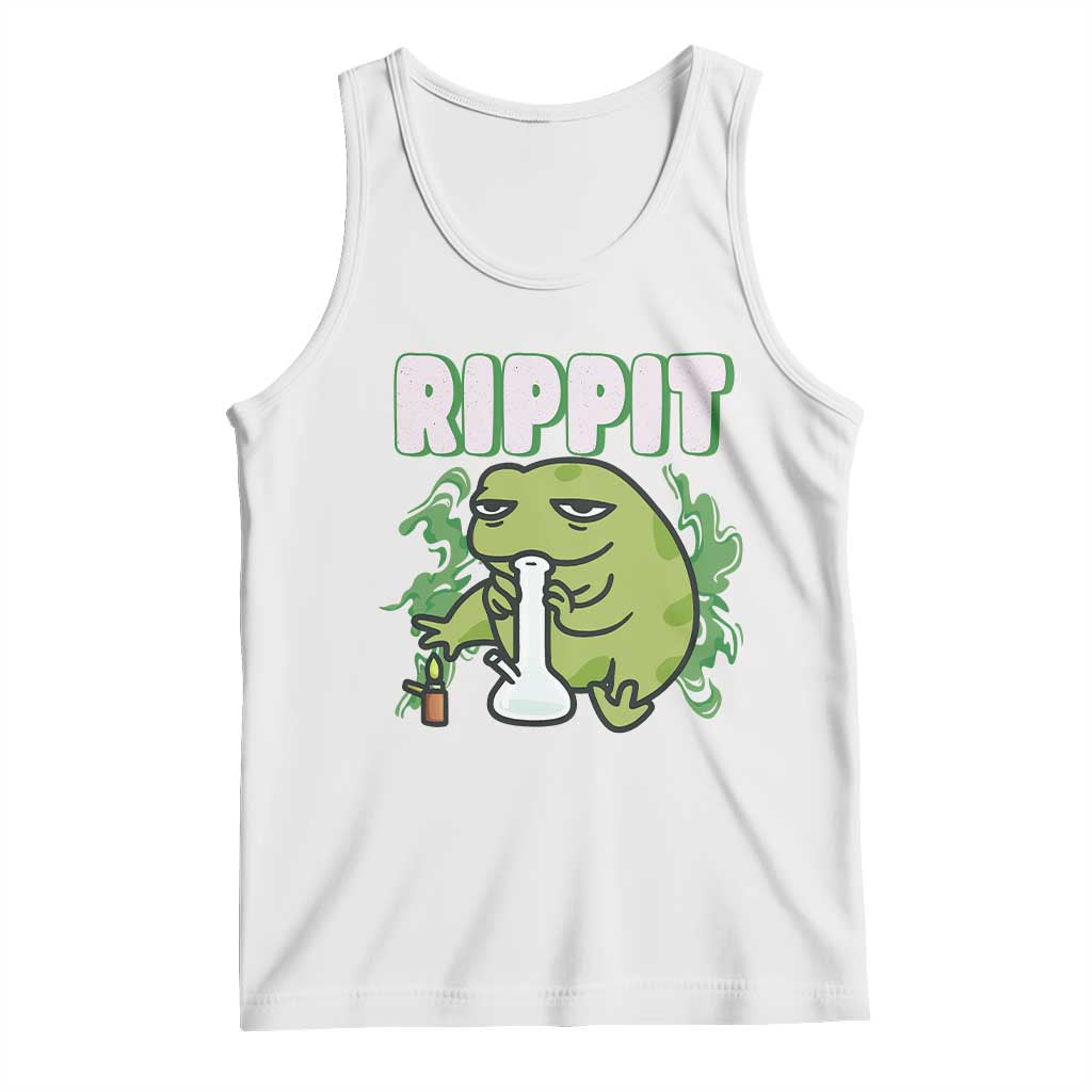 Rippit Frog Meme Tank Top Funny Stoner Bong Rip TS10 White Print Your Wear
