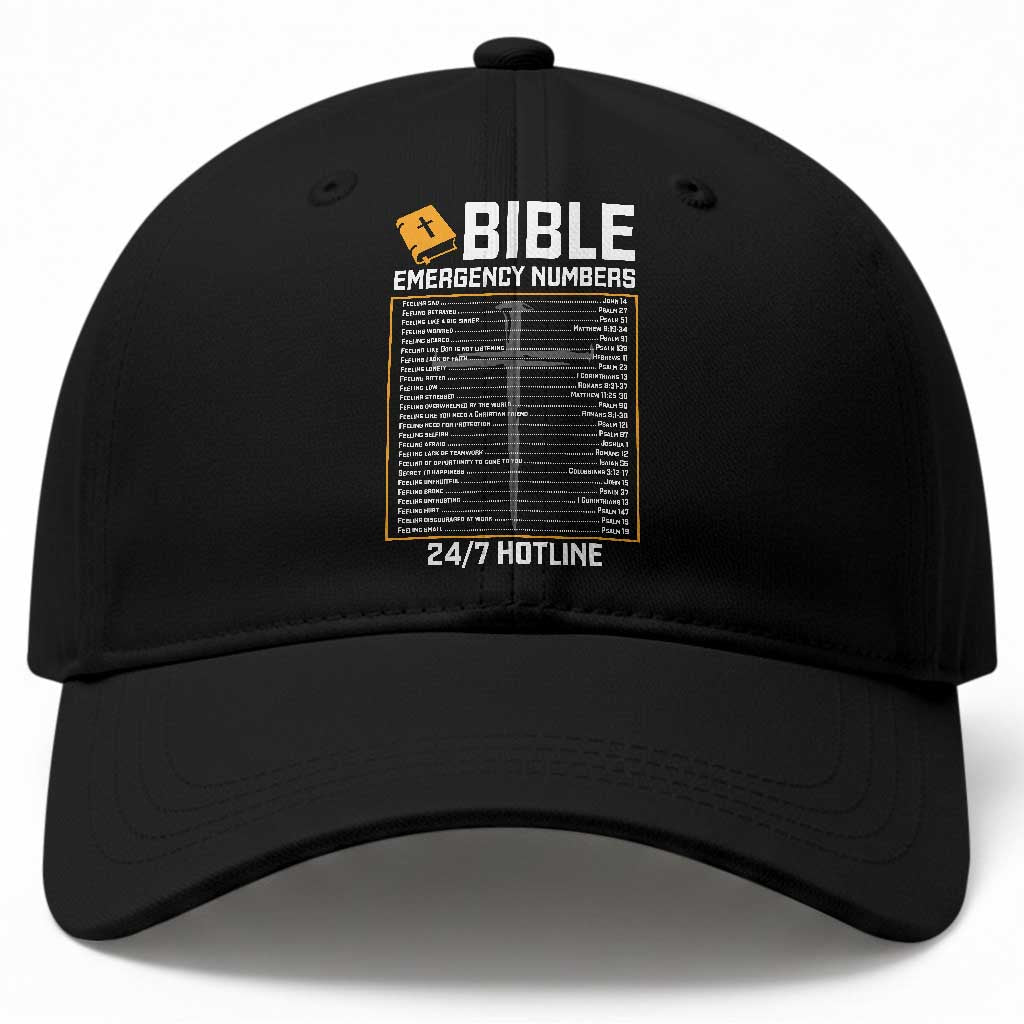 Bible Emergency Numbers Baseball Cap Funny Christian Bible Jesus Religious TS10 Print Your Wear