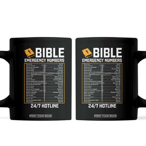 Bible Emergency Numbers Coffee Mug Funny Christian Bible Jesus Religious TS10 Black Print Your Wear
