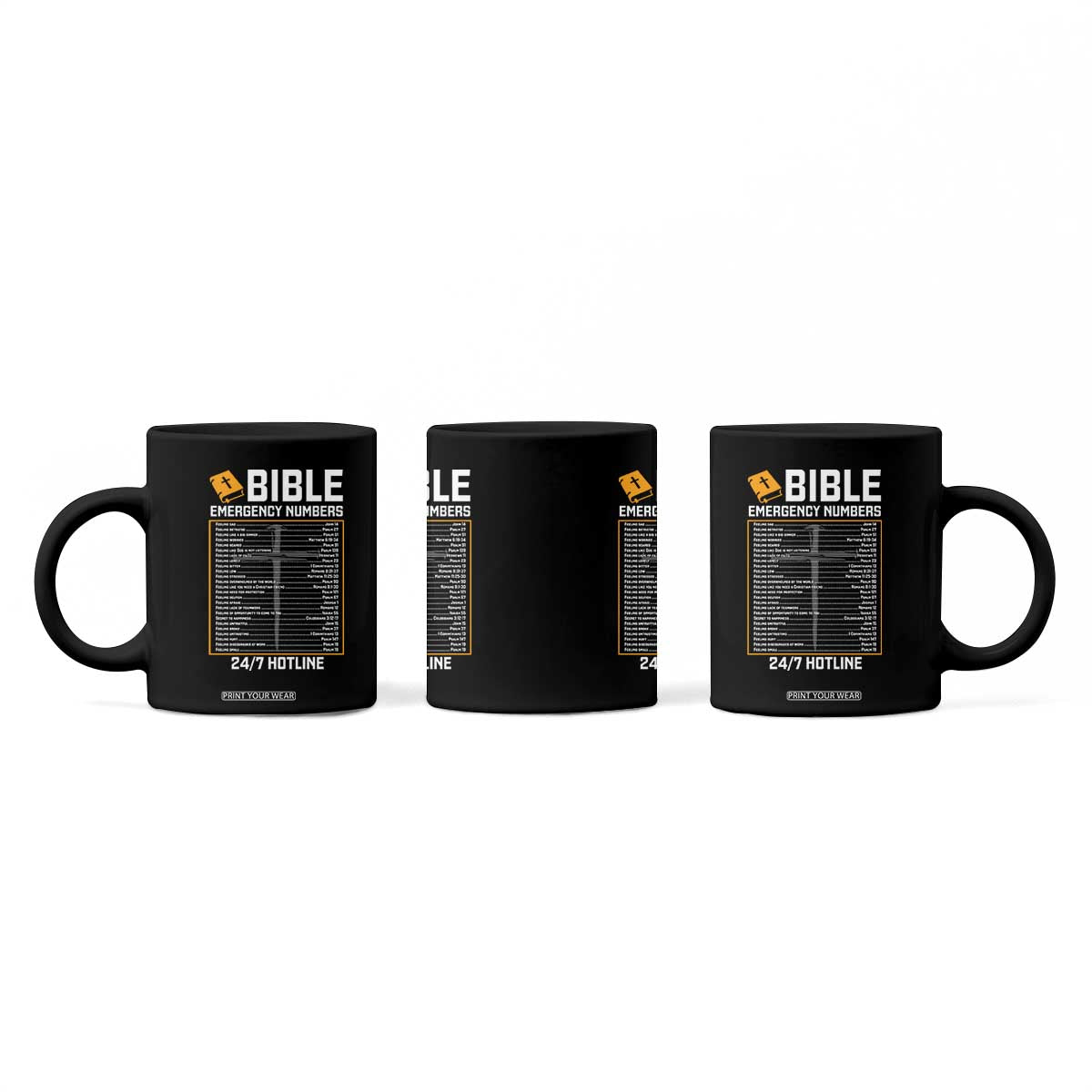 Bible Emergency Numbers Coffee Mug Funny Christian Bible Jesus Religious TS10 Print Your Wear