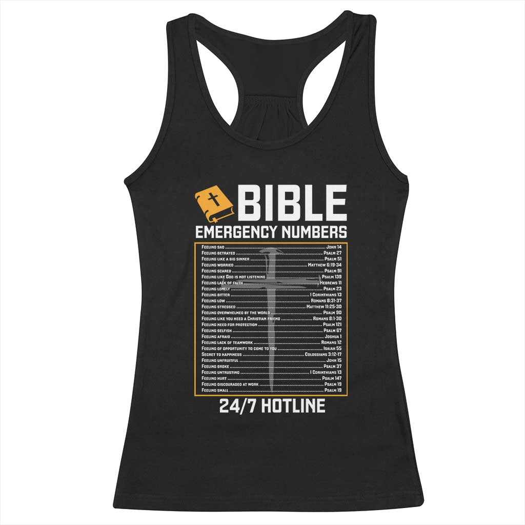Bible Emergency Numbers Racerback Tank Top Funny Christian Bible Jesus Religious TS10 Black Print Your Wear