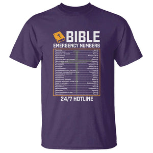 Bible Emergency Numbers T Shirt Funny Christian Bible Jesus Religious TS10 Purple Print Your Wear