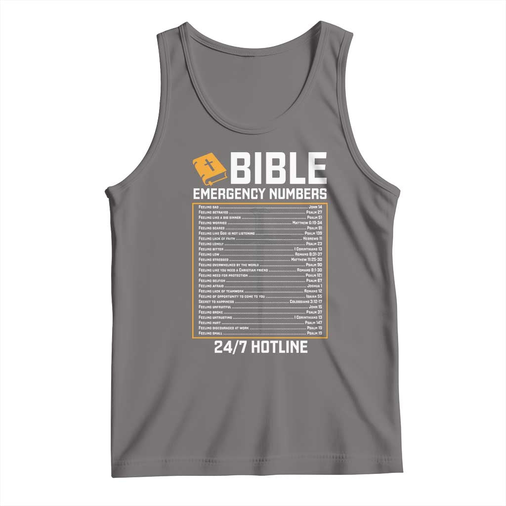 Bible Emergency Numbers Tank Top Funny Christian Bible Jesus Religious TS10 Deep Heather Print Your Wear