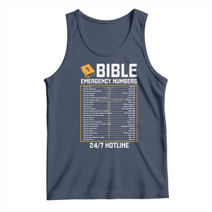 Bible Emergency Numbers Tank Top Funny Christian Bible Jesus Religious TS10 Navy Print Your Wear