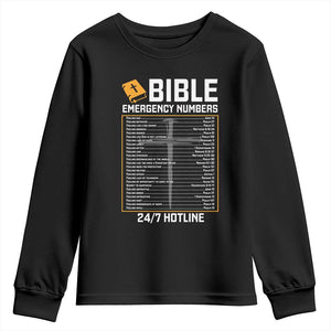 Bible Emergency Numbers Youth Sweatshirt Funny Christian Bible Jesus Religious TS10 Black Print Your Wear