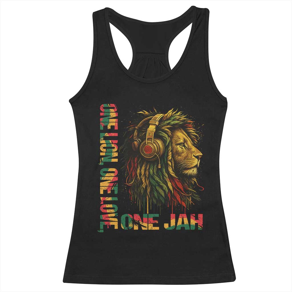 One Love Rasta Lion Racerback Tank Top Rastafari Reggae Jamaica Roots Lion of Judah Dreadlocks TS10 Black Print Your Wear