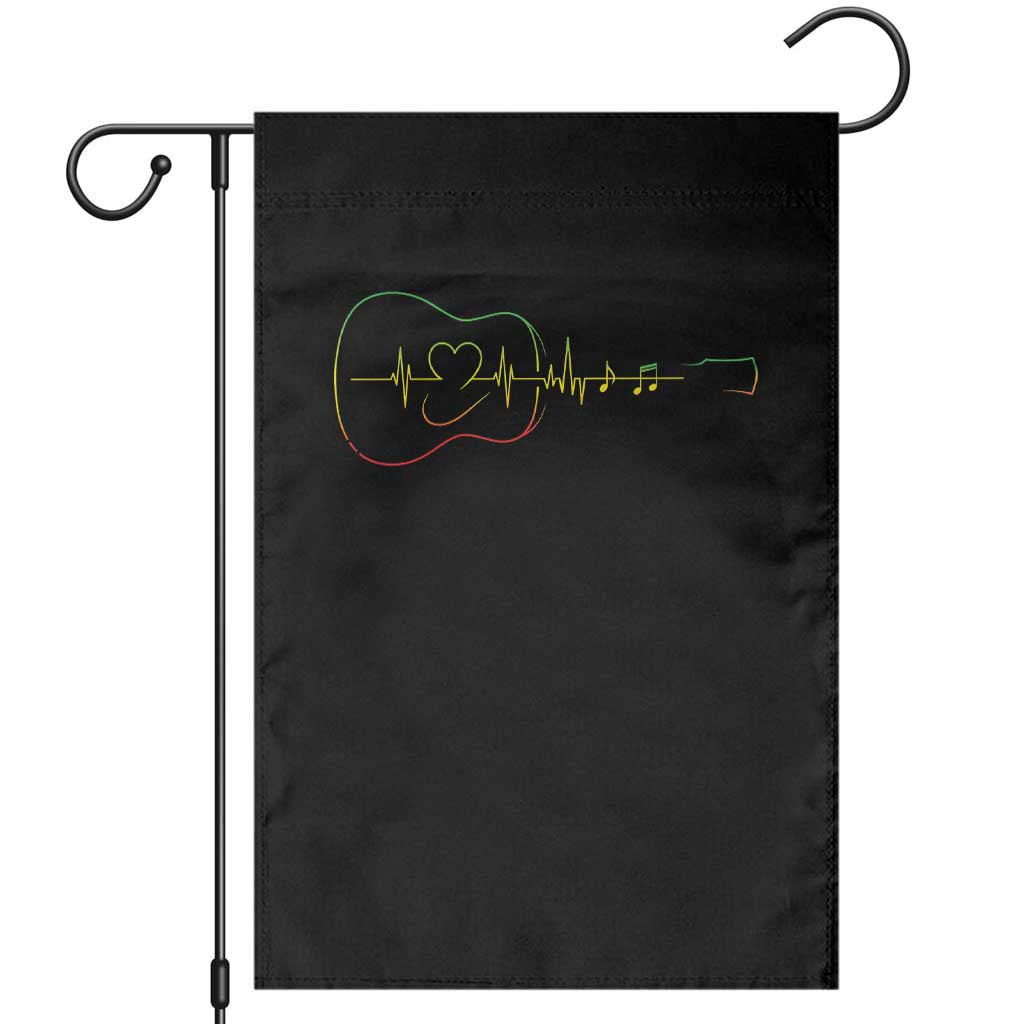 Guitar Rastafari Heartbeat Garden Flag Jamaica ECG Pulse Rasta Reggae Music Vibes TS10 Black Print Your Wear