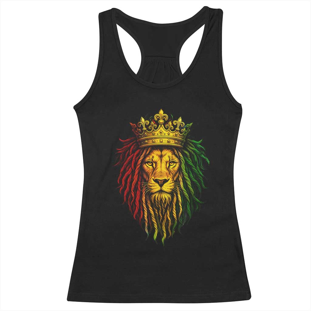Rasta Reggae Lion Racerback Tank Top Jamaican Pride Lion of Judah Gift for Rastafari TS10 Black Print Your Wear