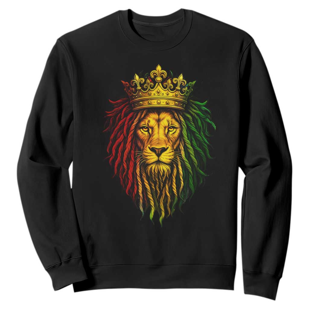 Rasta Reggae Lion Sweatshirt Jamaican Pride Lion of Judah Gift for Rastafari TS10 Black Print Your Wear