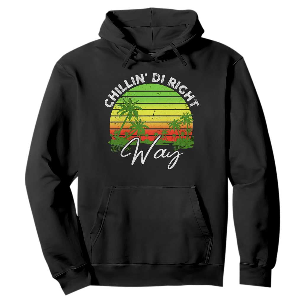 Jamaican Reggae Vibes Hoodie Retro Rasta Sunset Chill Chillin Di Right Way TS10 Black Print Your Wear
