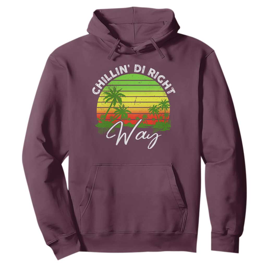 Jamaican Reggae Vibes Hoodie Retro Rasta Sunset Chill Chillin Di Right Way TS10 Maroon Print Your Wear