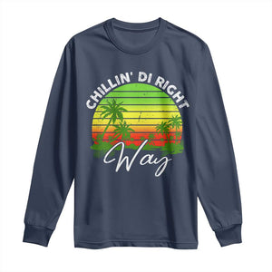 Jamaican Reggae Vibes Long Sleeve Shirt Retro Rasta Sunset Chill Chillin Di Right Way TS10 Navy Print Your Wear