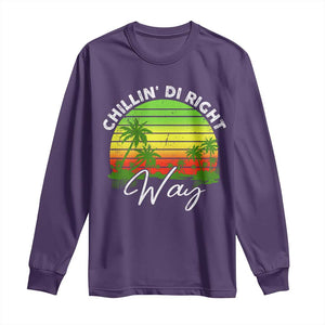 Jamaican Reggae Vibes Long Sleeve Shirt Retro Rasta Sunset Chill Chillin Di Right Way TS10 Purple Print Your Wear