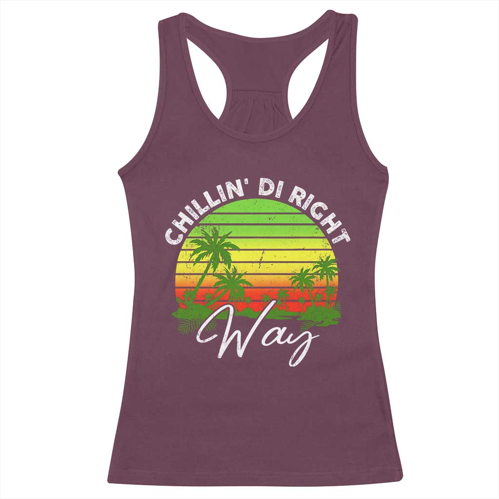 Jamaican Reggae Vibes Racerback Tank Top Retro Rasta Sunset Chill Chillin Di Right Way TS10 Maroon Print Your Wear