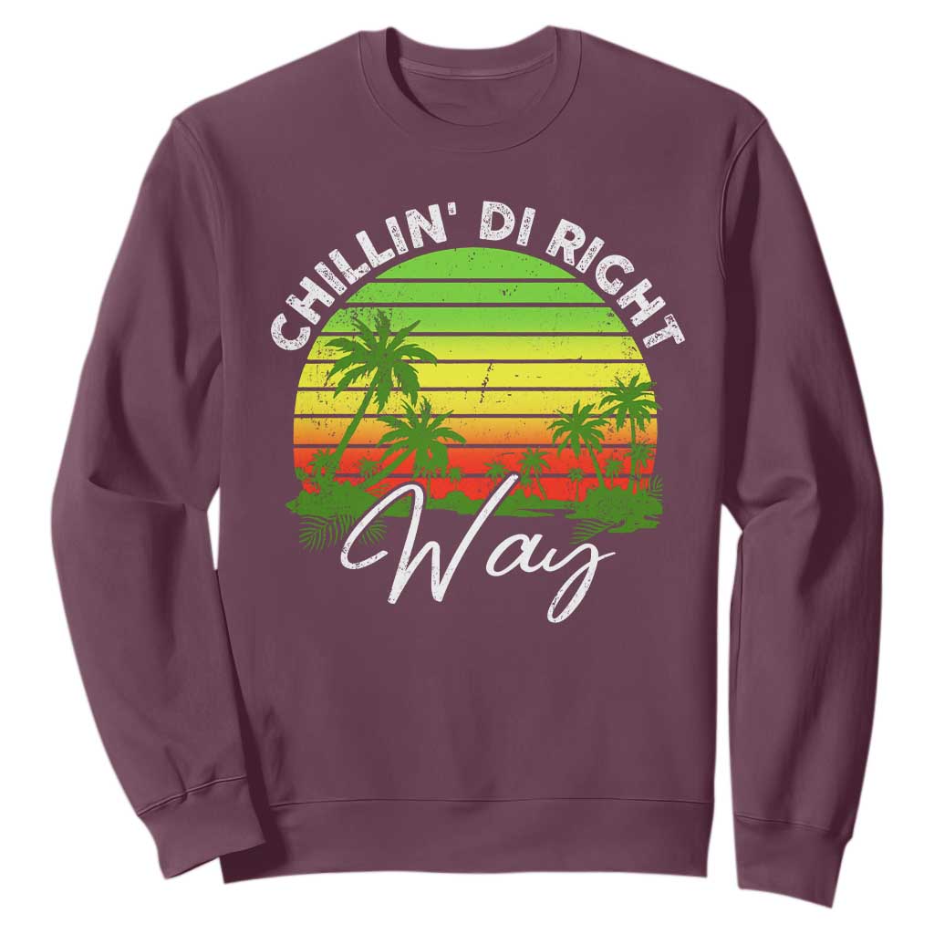 Jamaican Reggae Vibes Sweatshirt Retro Rasta Sunset Chill Chillin Di Right Way TS10 Maroon Print Your Wear