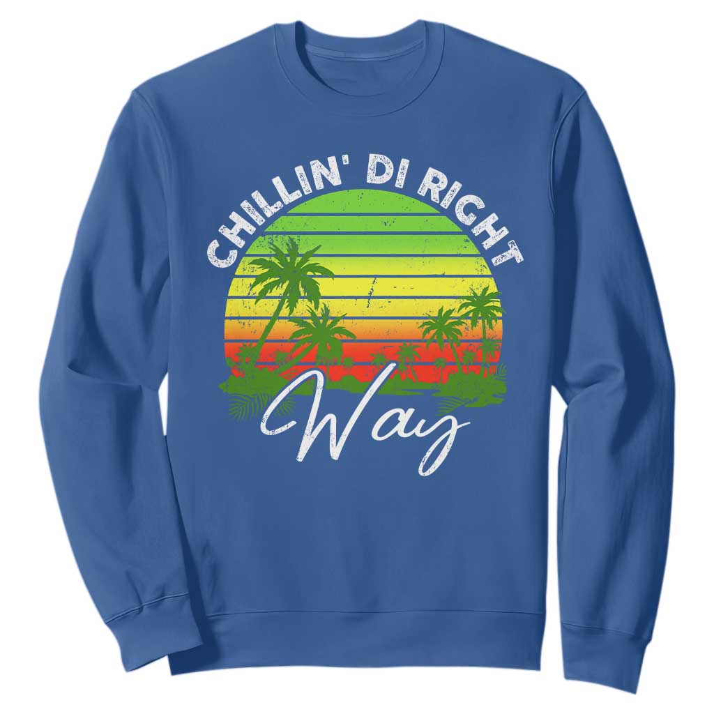 Jamaican Reggae Vibes Sweatshirt Retro Rasta Sunset Chill Chillin Di Right Way TS10 Royal Blue Print Your Wear