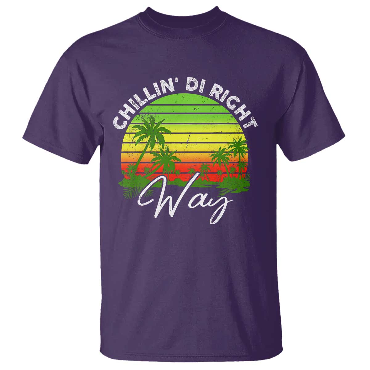 Jamaican Reggae Vibes T Shirt Retro Rasta Sunset Chill Chillin Di Right Way TS10 Purple Print Your Wear