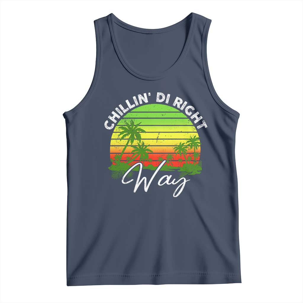 Jamaican Reggae Vibes Tank Top Retro Rasta Sunset Chill Chillin Di Right Way TS10 Navy Print Your Wear