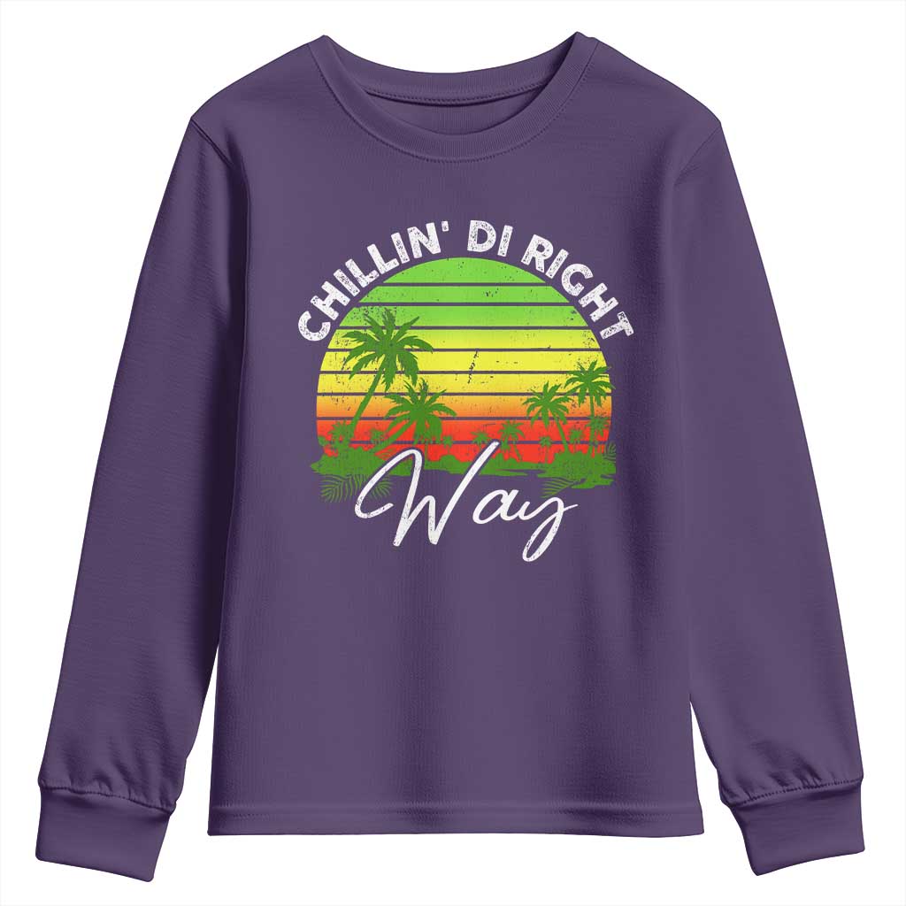 Jamaican Reggae Vibes Youth Sweatshirt Retro Rasta Sunset Chill Chillin Di Right Way TS10 Purple Print Your Wear