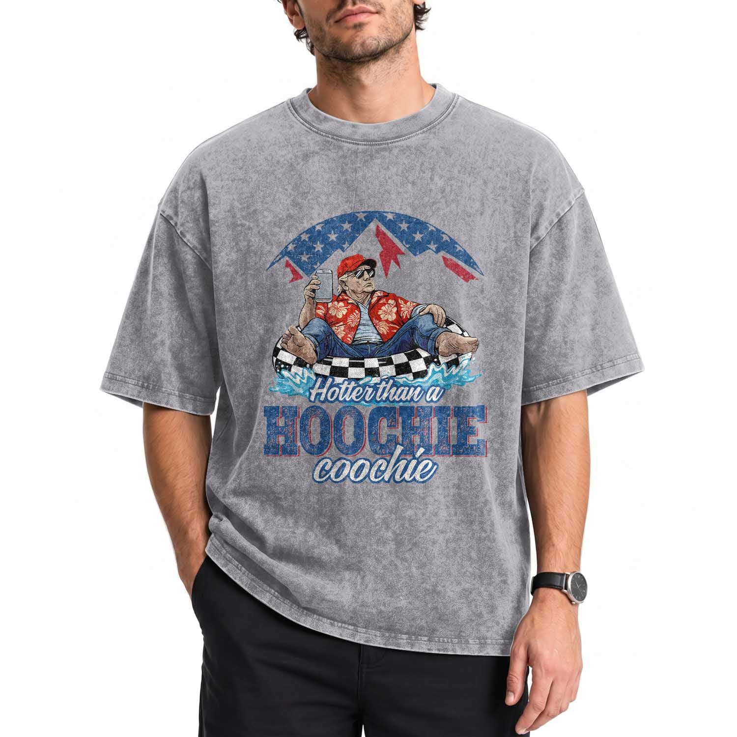 Trump Hotter Than A Hoochie Coochie Washed Cotton T-Shirt
