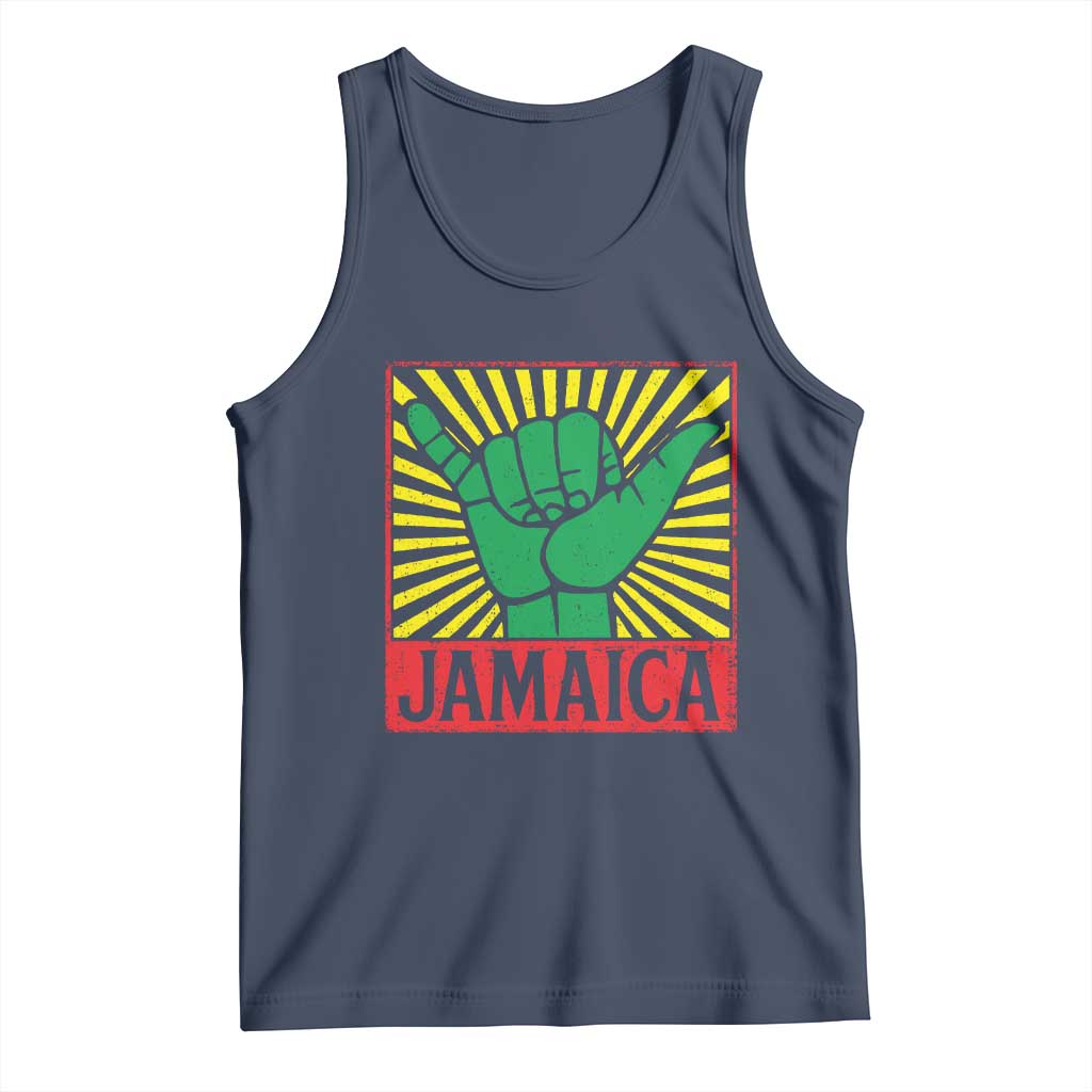 Jamaica Rasta Shaka Sign Tank Top Retro Reggae Vibes TS10 Navy Print Your Wear