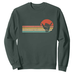 Shaka Hand Sweatshirt Retro Vintage Shaka Sign Rasta Hawaii Hawaiian TS10 Dark Forest Green Print Your Wear
