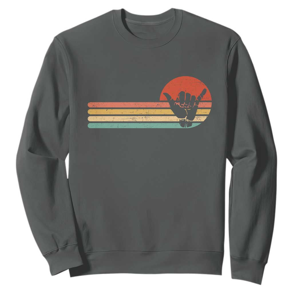Shaka Hand Sweatshirt Retro Vintage Shaka Sign Rasta Hawaii Hawaiian TS10 Dark Heather Print Your Wear