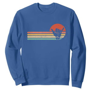 Shaka Hand Sweatshirt Retro Vintage Shaka Sign Rasta Hawaii Hawaiian TS10 Royal Blue Print Your Wear