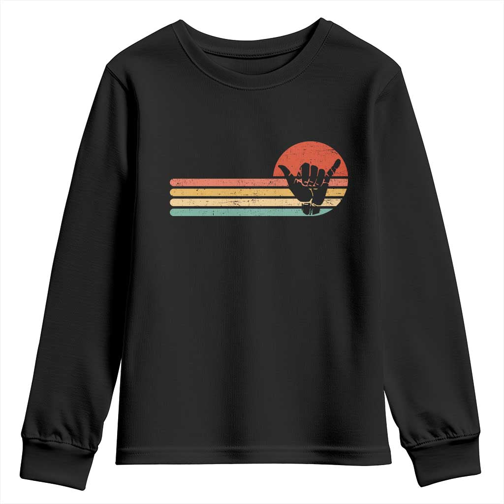Shaka Hand Youth Sweatshirt Retro Vintage Shaka Sign Rasta Hawaii Hawaiian TS10 Black Print Your Wear