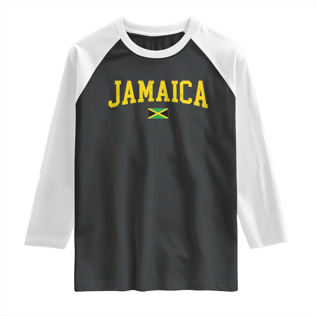 Vintage Jamaica Raglan Shirt Retro Jamaican Flag National Pride Vacation TS10 Black White Print Your Wear