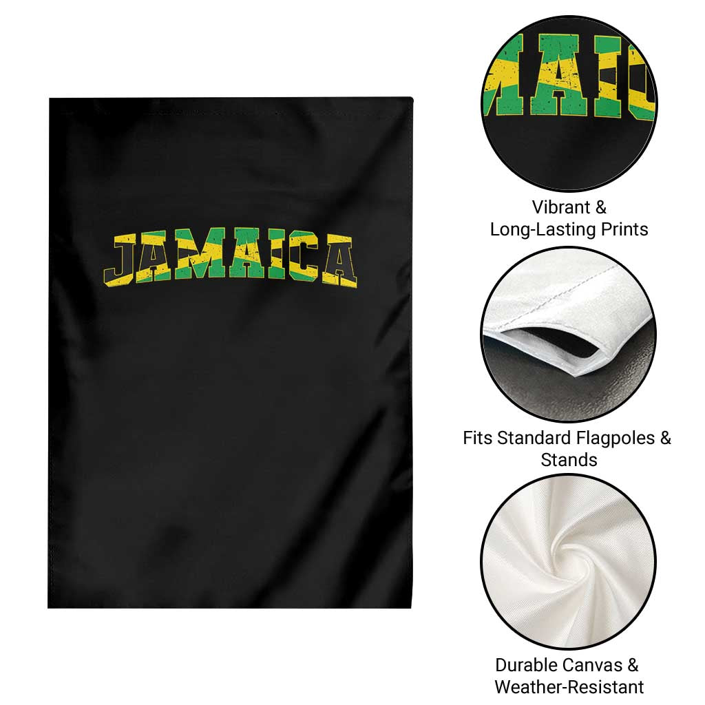 Jamaican Pride Garden Flag Retro Jamaica Flag Distressed Varsity Lettering Style TS10 Print Your Wear