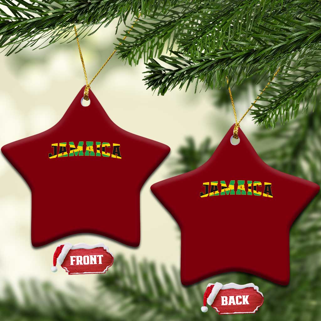 Jamaican Pride Ceramic Ornament Retro Jamaica Flag Distressed Varsity Lettering Style TS10 Print Your Wear