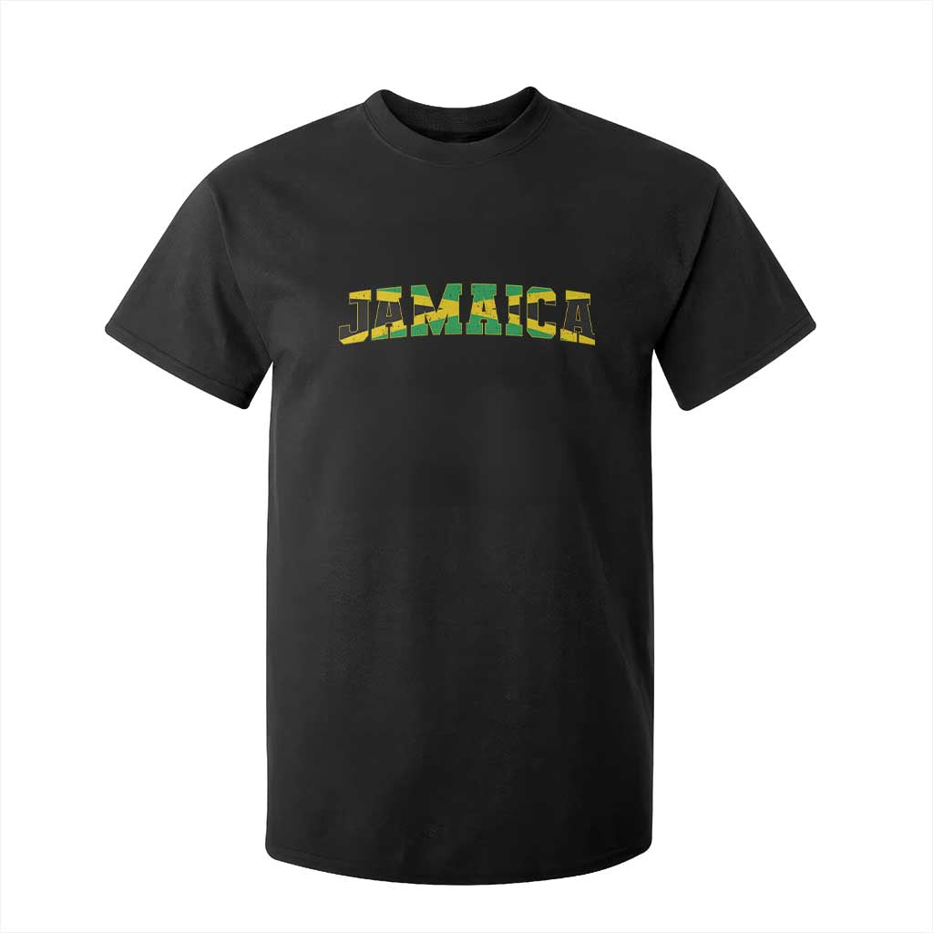 Jamaican Pride T Shirt For Kid Retro Jamaica Flag Distressed Varsity Lettering Style TS10 Black Print Your Wear