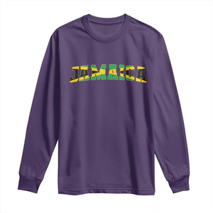 Jamaican Pride Long Sleeve Shirt Retro Jamaica Flag Distressed Varsity Lettering Style TS10 Purple Print Your Wear