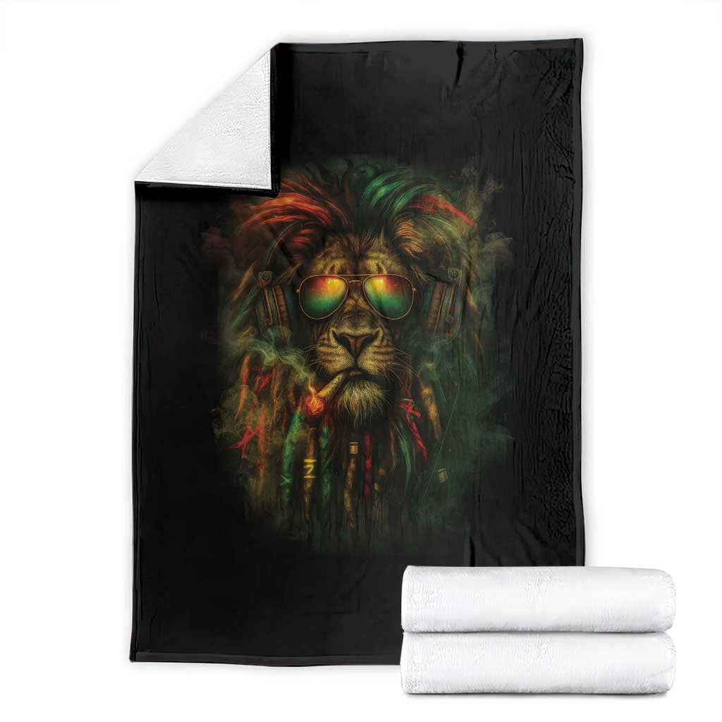 Rasta Reggae Lion Smoking Weed Throw Blanket Jamaican Reggae Music and Weed Lovers TS10 Black Print Your Wear