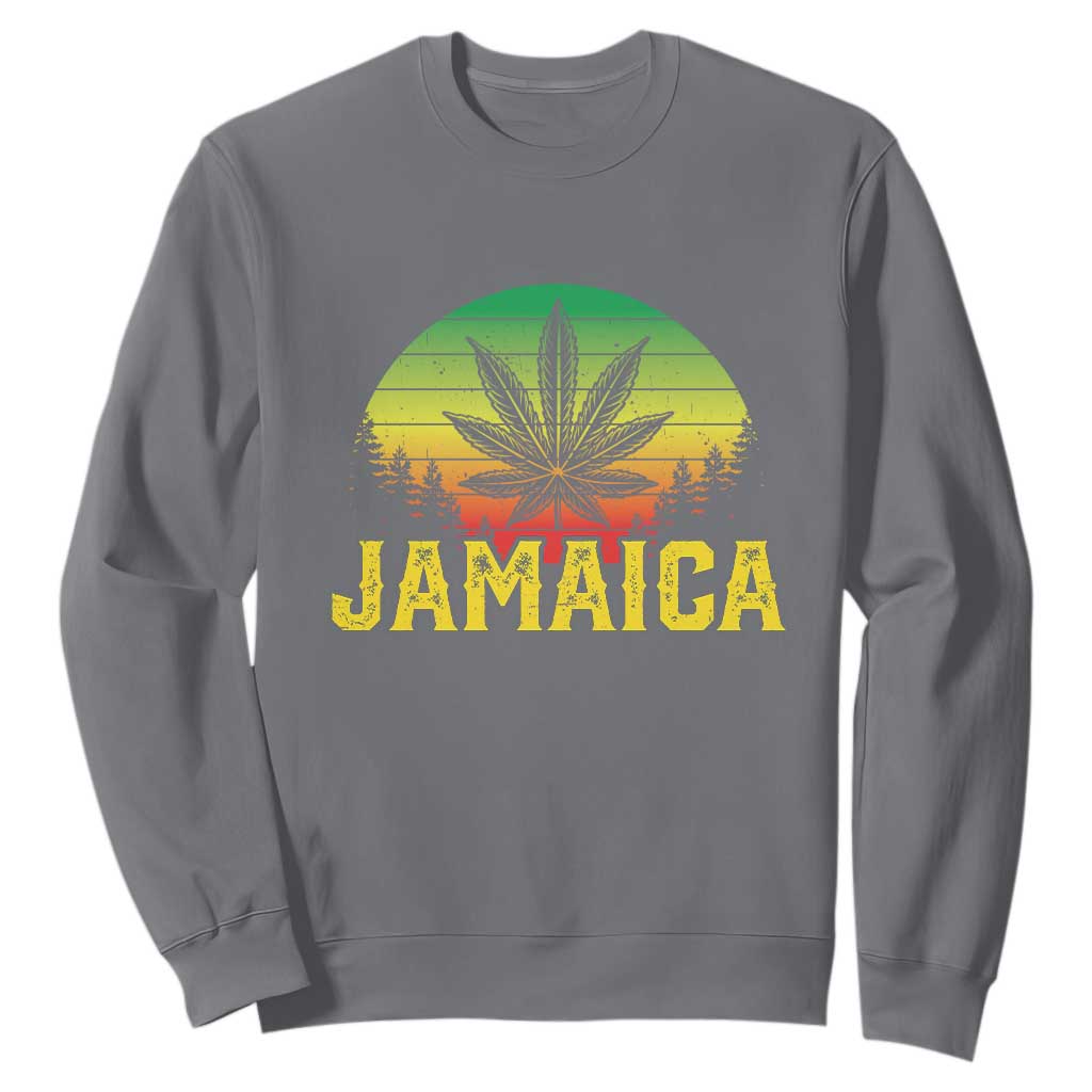 Jamaica Stoner Sweatshirt Rasta Sunset Cannabis Marijuana Weed Lovers 420 TS10 Charcoal Print Your Wear