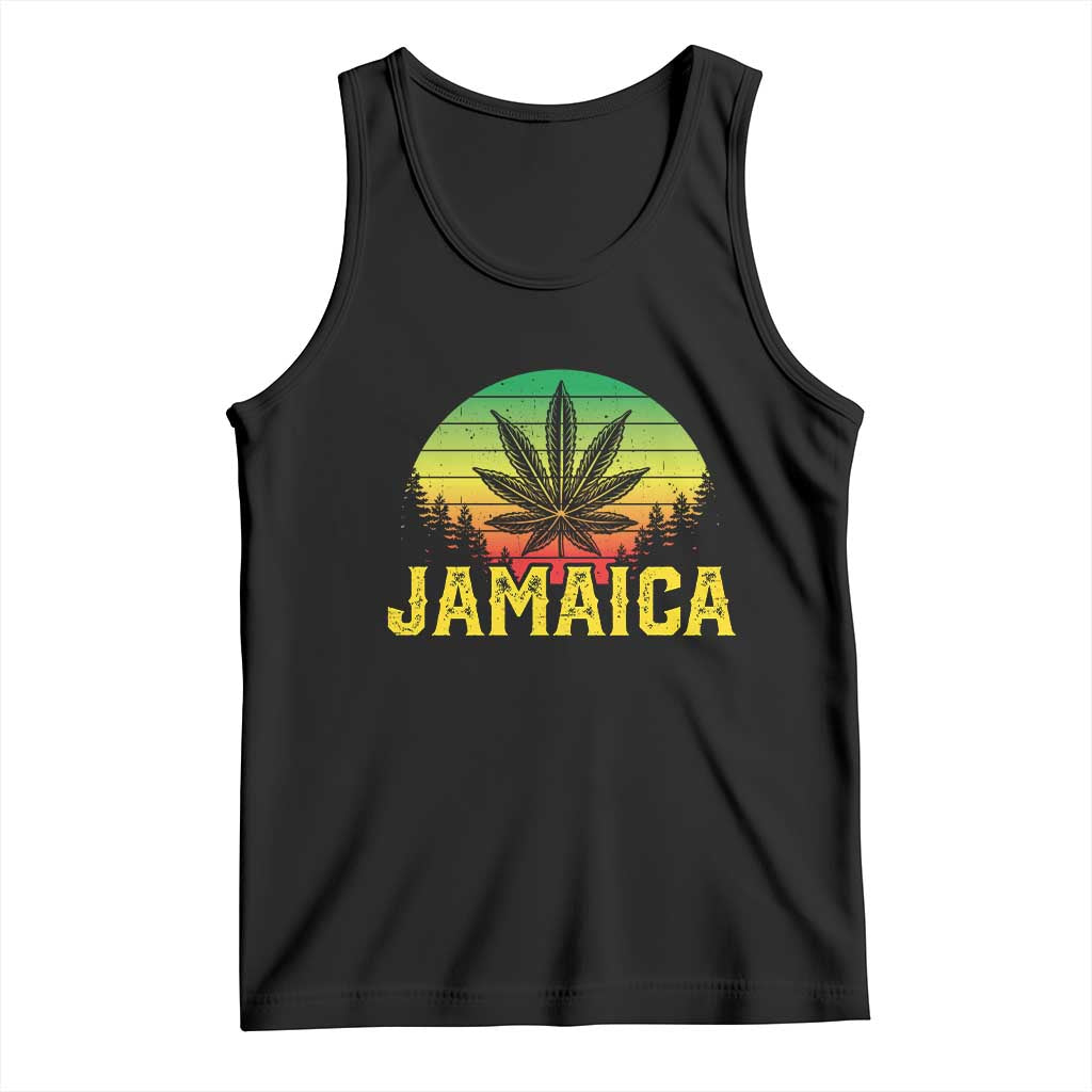 Jamaica Stoner Tank Top Rasta Sunset Cannabis Marijuana Weed Lovers 420 TS10 Black Print Your Wear