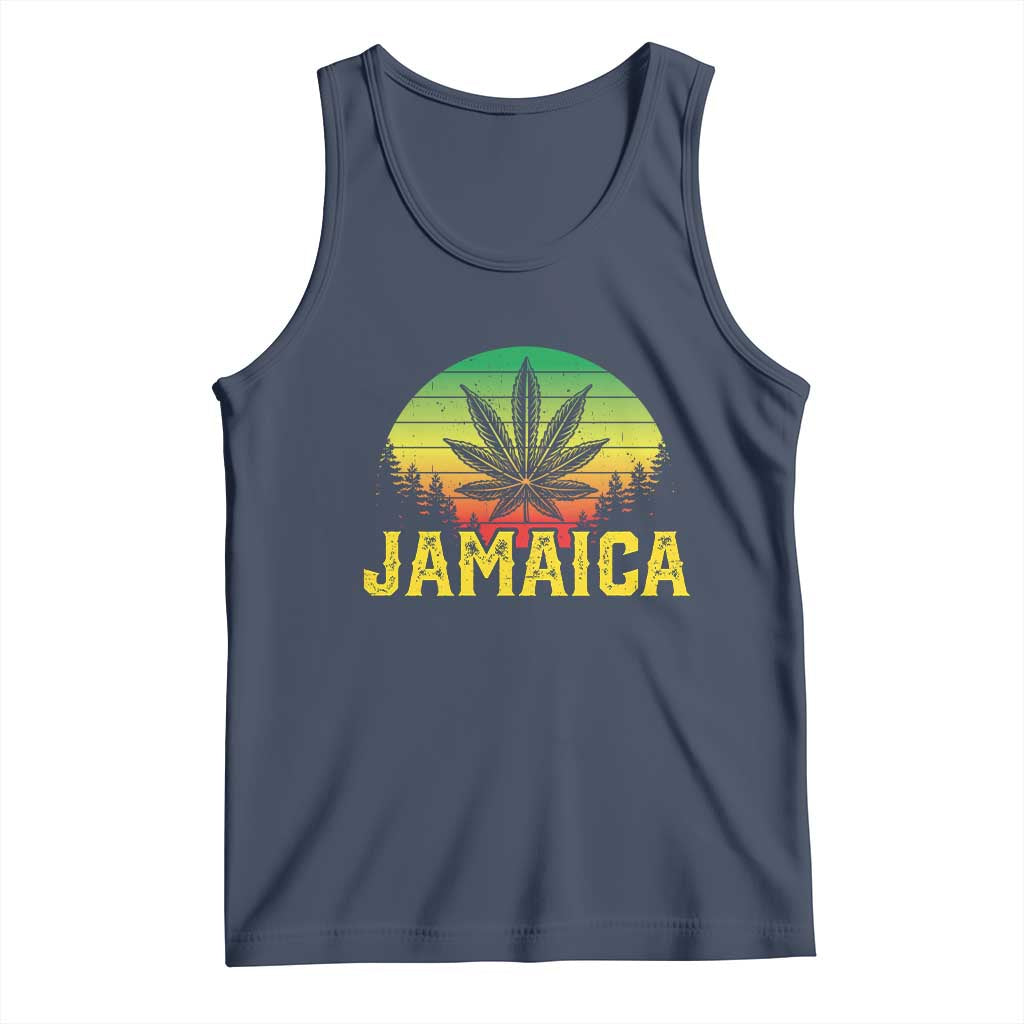 Jamaica Stoner Tank Top Rasta Sunset Cannabis Marijuana Weed Lovers 420 TS10 Navy Print Your Wear