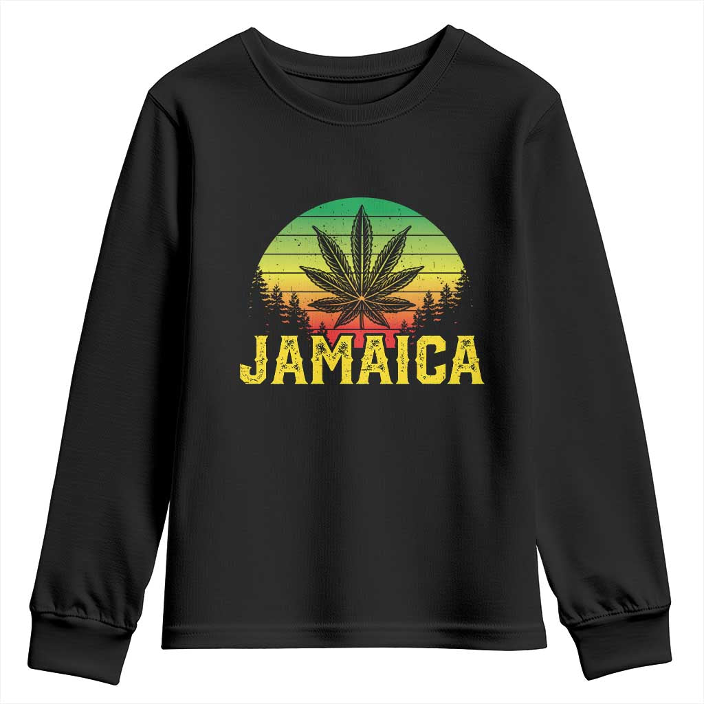 Jamaica Stoner Youth Sweatshirt Rasta Sunset Cannabis Marijuana Weed Lovers 420 TS10 Black Print Your Wear